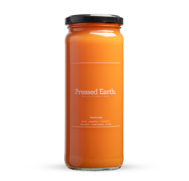 Pressed Earth cold-pressed grapefruit carrot juice for detox in recyclable glass bottle Perth