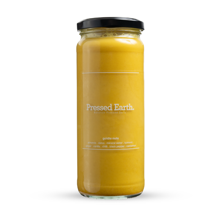Goldie Nuts golden turmeric latte almond milk Pressed Earth